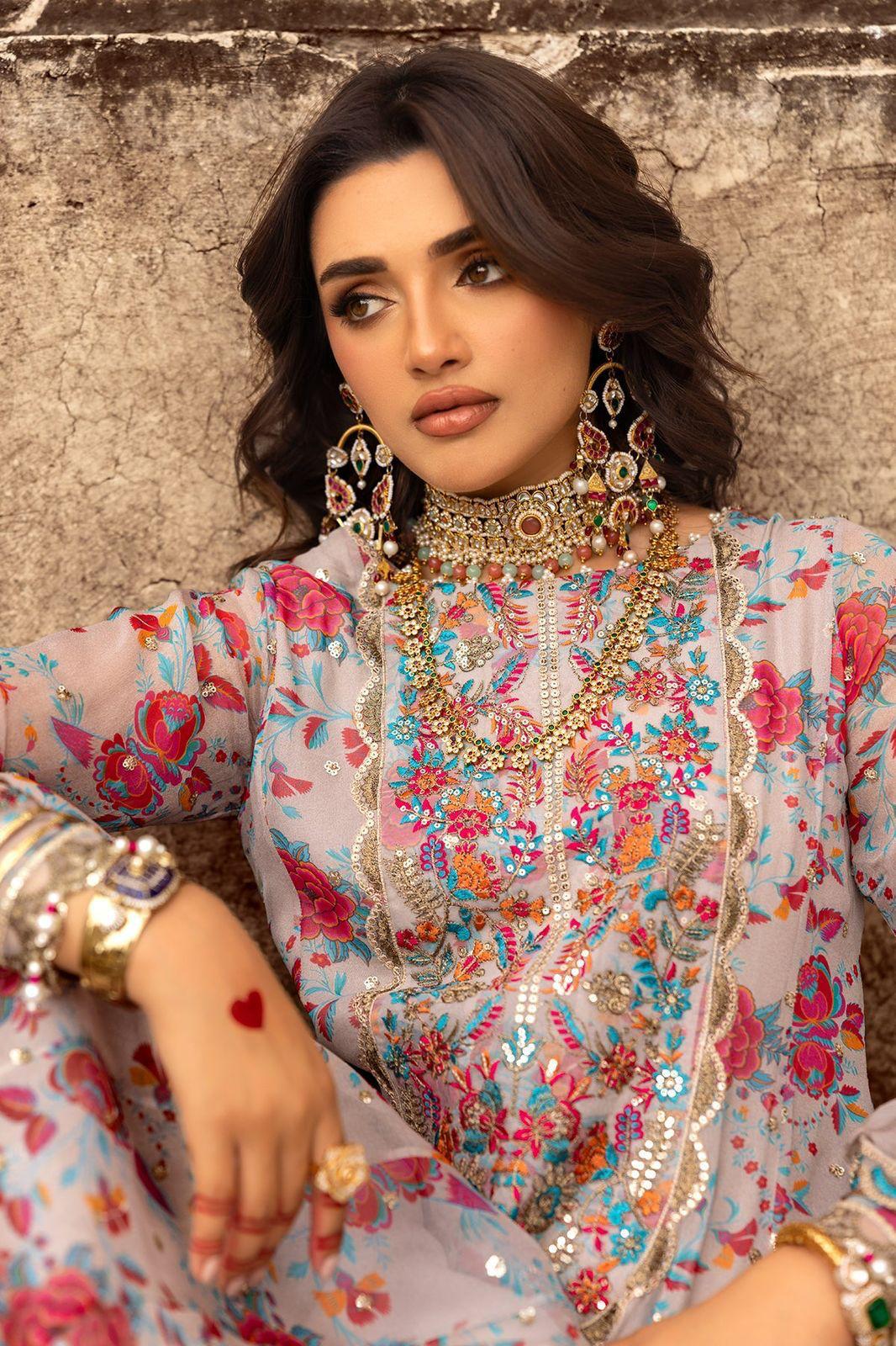 LZ0331-Shirt & Dupatta : CHIFFON Unstitch Replica