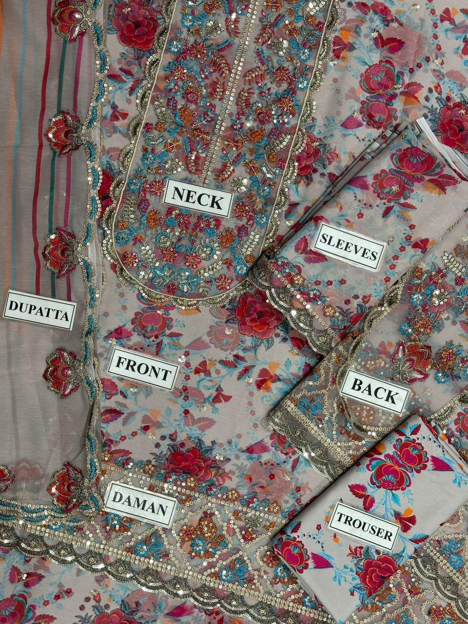 LZ0331-Shirt & Dupatta : CHIFFON Unstitch Replica