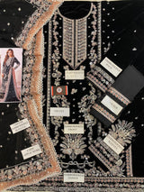 LZ0332-Fully Heavy Alternet Embroidered 9000 MICRON VELVET|CHIFFON|SILK COLOUR: BLACK