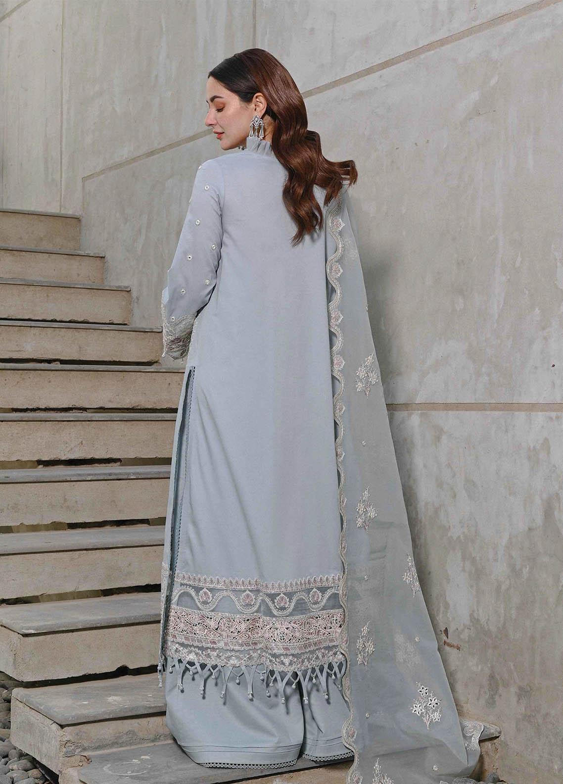 LZ0153-Summer QALAMKAR 3PC Lawn Embroidered Suit